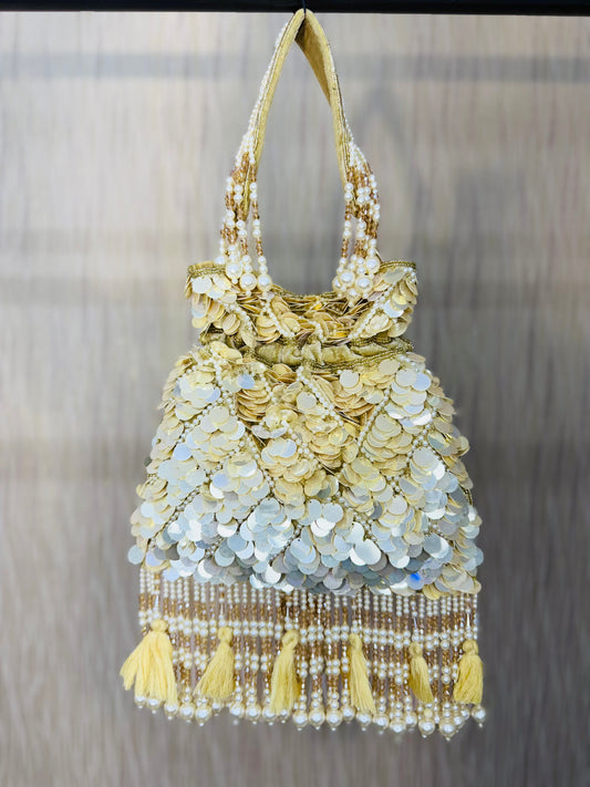 Champange Glitter- Potli Purse