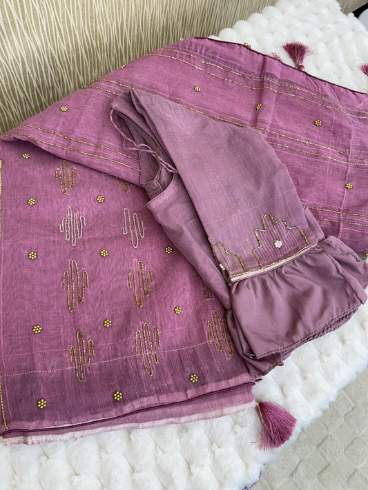 Lilac Whispher- Jamdani Saree